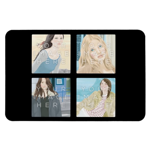 Magnet Flexible Instagram 4 Photo Flexi Personnalisé Design d'aima (Horizontal)