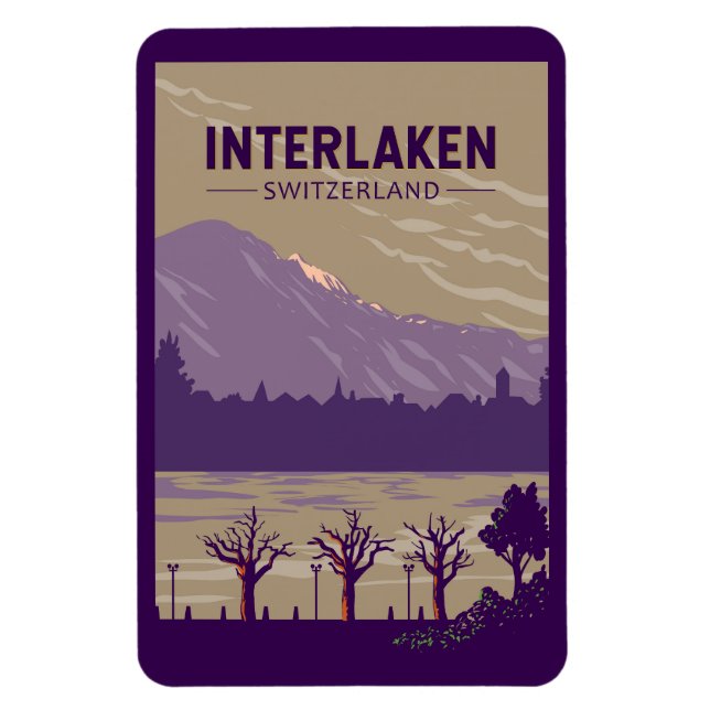 Magnet Flexible Interlaken Suisse Travel Art Vintage (Vertical)