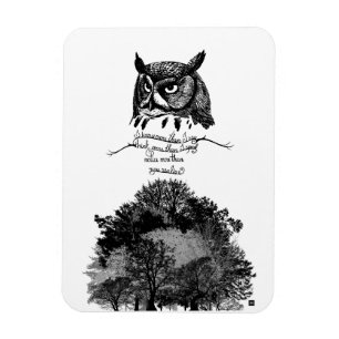 Magnet Flexible Introvert hibou sagesse illustrée citation à encre