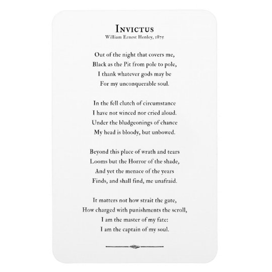 Magnet Flexible Invictus Poem Citation Inspirante Aimant Frigo Zazzle Fr