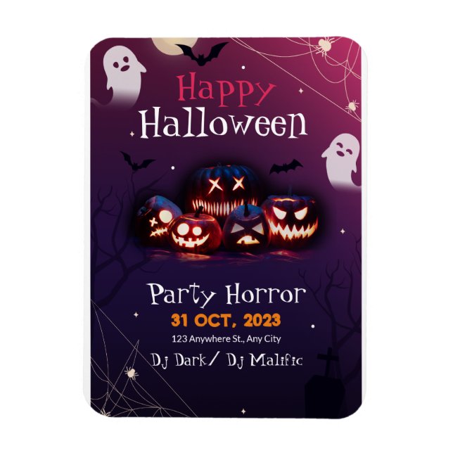 Magnet Flexible Invitation à une fête d'Halloween, Fête d'Horreur  (Vertical)