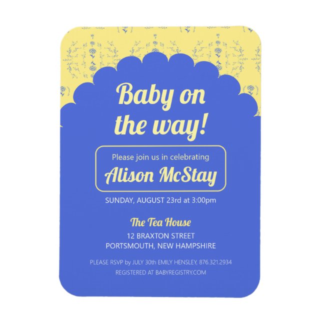 Magnet Flexible Invitation Baby shower de blocs Hydrangea (Vertical)