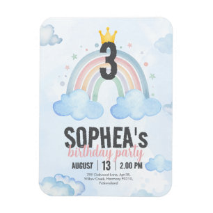 Magnet Flexible Invitation d'anniversaire Arc-en-ciel Magique