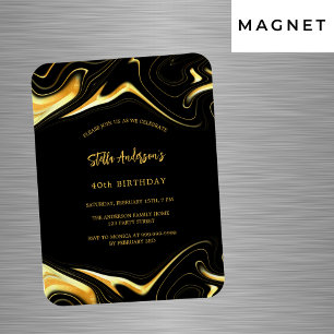 Magnet Flexible Invitation d'anniversaire de luxe moderne en or no