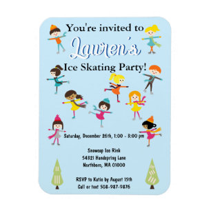Magnet Flexible Invitation d'anniversaire de patinage sur glace po