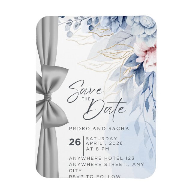 Magnet Flexible Invitation de carte de mariage moderne avec tablea (Vertical)
