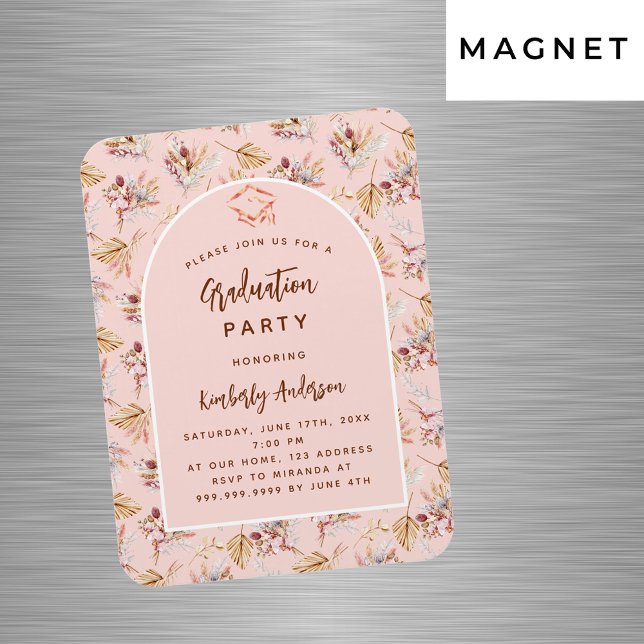 Magnet Flexible Invitation de fête de remise des diplômes à la ros (Créateur téléchargé)