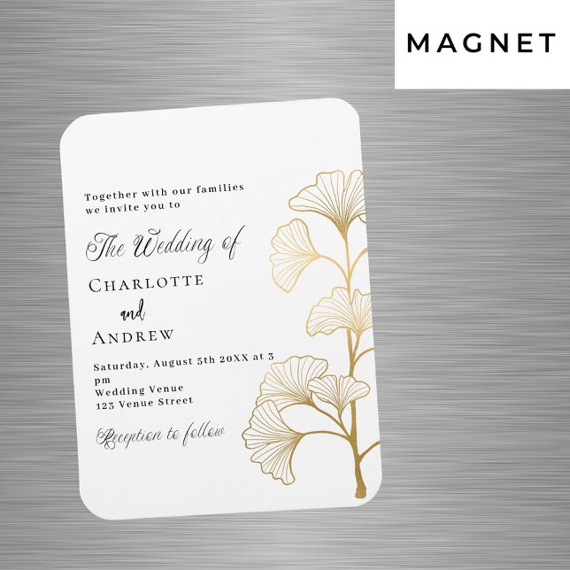 Magnet Flexible Invitation de luxe en or blanc feuille de ginkgo m (Créateur téléchargé)