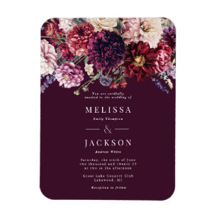 Magnet Flexible Invitation de mariage Dahlia Fleur d'Automne Borde