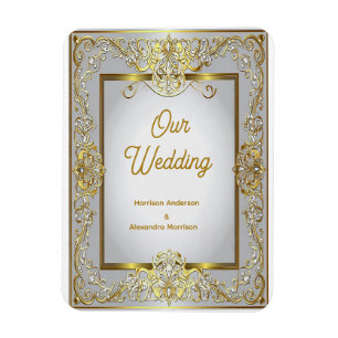 Magnet Flexible Invitation de mariage élégante en or et argent – O