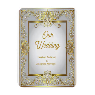 Magnet Flexible Invitation de mariage élégante en or et argent – O
