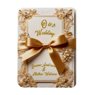 Magnet Flexible "Invitation de mariage florale en relief Ruban de