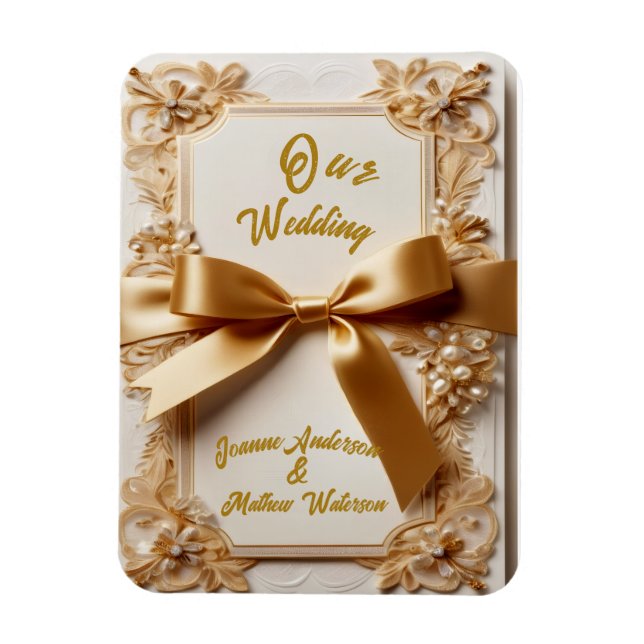 Magnet Flexible "Invitation de mariage florale en relief Ruban de  (Vertical)