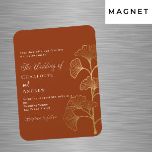 Magnet Flexible Invitation mariage en feuille de ginkgo terracotta