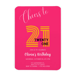 Magnet Flexible Invitation minimaliste rose pour 21 ans