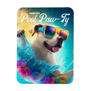 Magnet Flexible Invitation Paw-Ty Pool, Partie Personnalisée Puppy