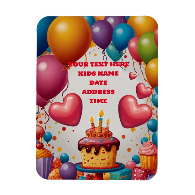 Magnet Flexible Invitation personnalisée Anniversaire Carte postal (Vertical)