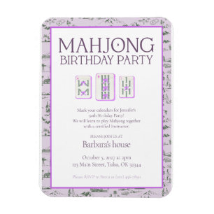 Magnet Flexible Invitation pour une fête d'anniversaire Mahjong, t
