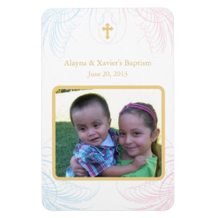Magnet Flexible Invitations baptismales jumelles d'aimant de photo