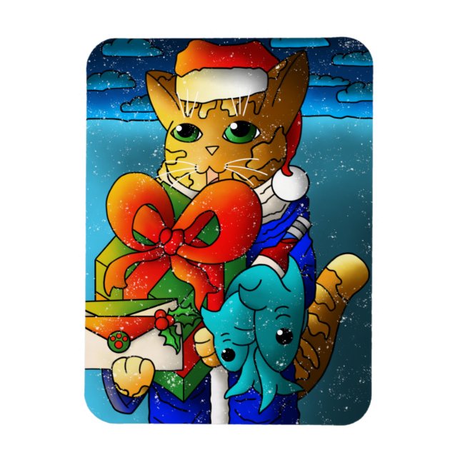 Magnet Flexible Invité du chat de Noël (Vertical)