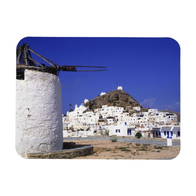 Magnet Flexible Ios, Grèce. Beau et croustillant, blanc et (Horizontal)