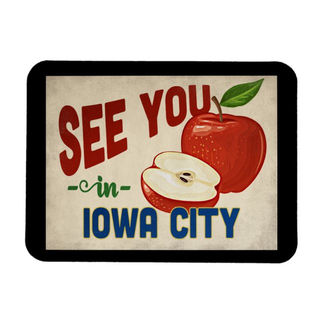 Magnet Flexible Iowa City Iowa Apple - Vintage voyage (Horizontal)