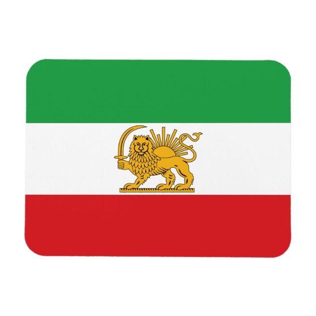 Magnet Flexible Iran Flag Lion And Sun Shah of Iran Flag (Horizontal)