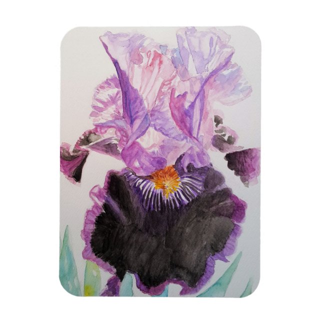 Magnet Flexible Iris violet art Floral Fleurs Aquarelle Aquarelle (Vertical)