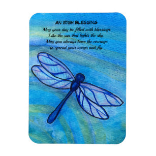 Magnet Flexible Irish Blessing Brave Blue Dragonfly Inspirational