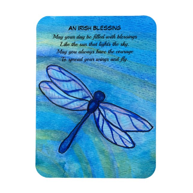 Magnet Flexible Irish Blessing Brave Blue Dragonfly Inspirational (Vertical)