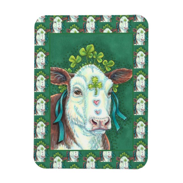 MAGNET FLEXIBLE IRISH BRED ST. PATRICK'S DAY HEIFER, SHAMROCK COW (Vertical)