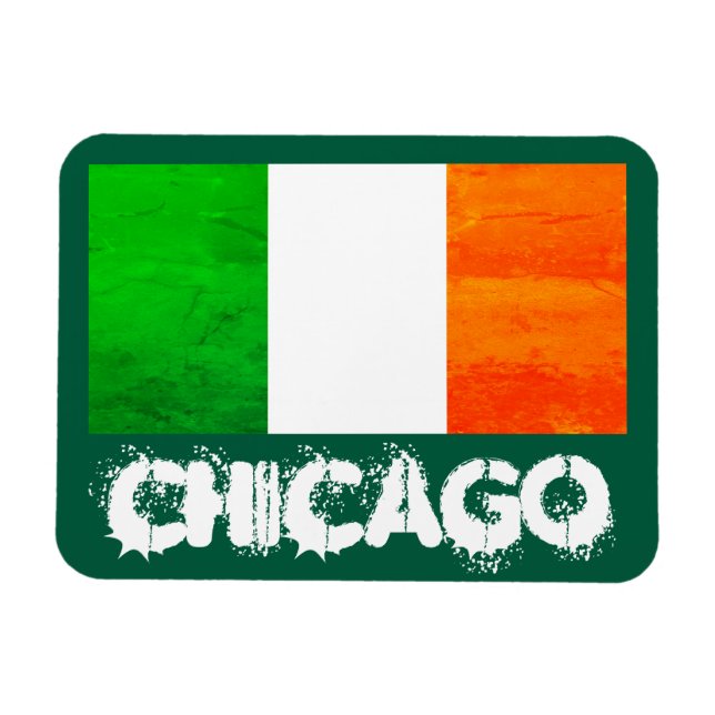 Magnet Flexible Irlandais à Chicago avec le drapeau de l'Irlande - (Horizontal)