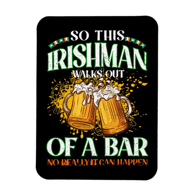 Magnet Flexible Irlandais buvant de la bière à la Saint-Patrick (Vertical)