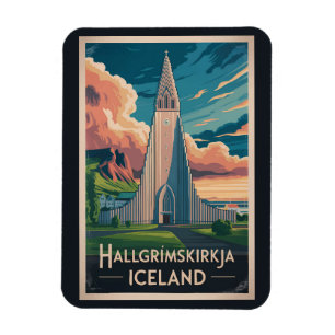 Magnet Flexible Islande Hallgrimskirkja Illustration Voyage Art