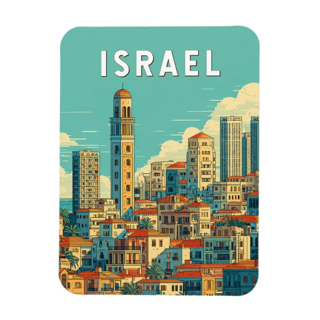 Magnet Flexible Israel Illustration Travel Art Vintage (Vertical)