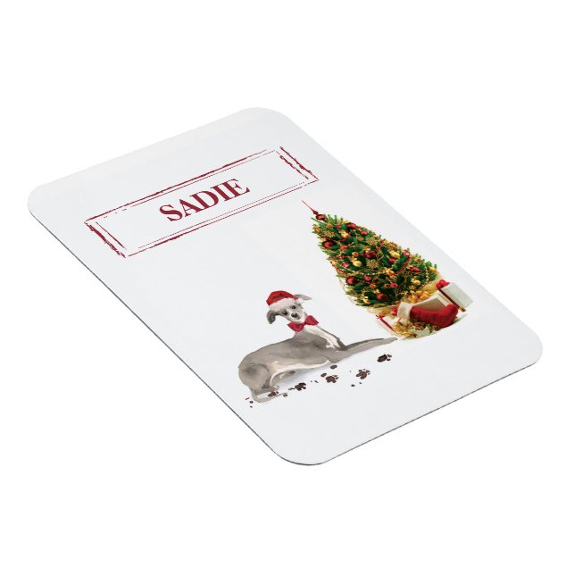 Magnet Flexible Italian Greyhound Funny Christmas Dog with Tree (Côté Droit)