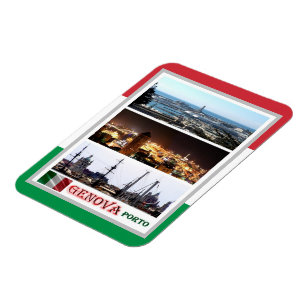 Magnet Flexible Italie - Ligurie - Gênes - Mosaïque - Port - Mag