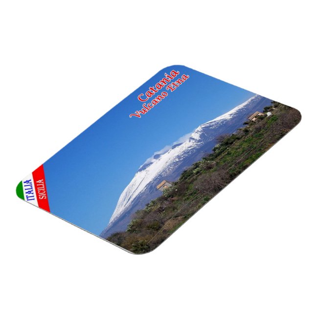 Magnet Flexible Italie - Sicile - Catane - Etna avec neige - (Côté Gauche)