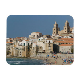 Magnet Flexible Italie, Sicile, Cefalu, Vue ville avec Duomo de