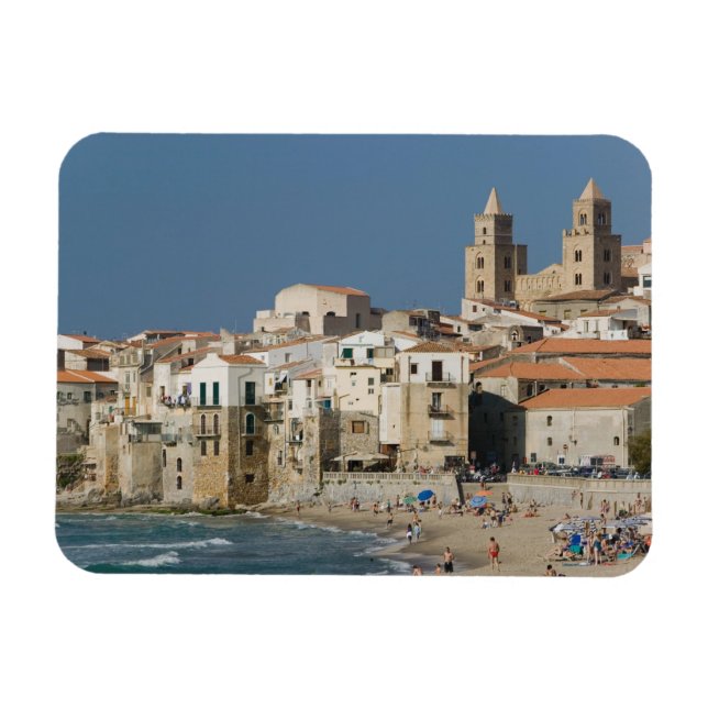 Magnet Flexible Italie, Sicile, Cefalu, Vue ville avec Duomo de (Horizontal)