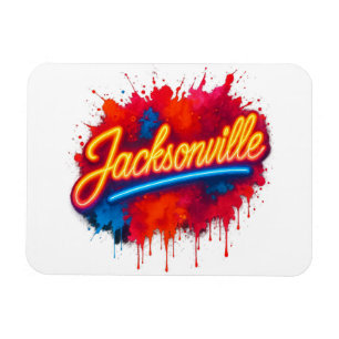 Magnet Flexible Jacksonville Retro Neon Street Art Design