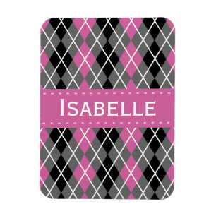 Magnet Flexible Jacquard rose, gris, noir et blanc