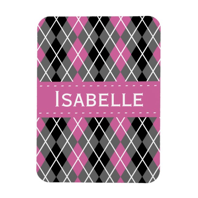 Magnet Flexible Jacquard rose, gris, noir et blanc (Vertical)