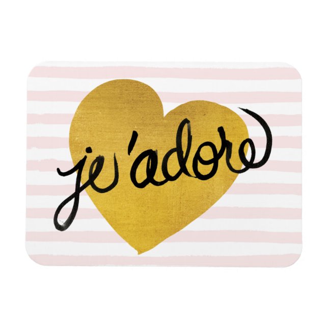 Magnet Flexible J'adore Cote | Coeur noir et or (Horizontal)