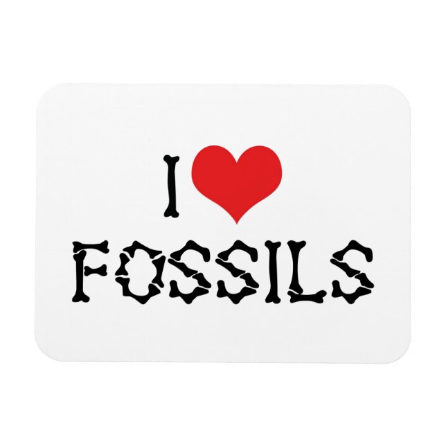Magnet Flexible J'adore les fossiles de cœur - Chasseur de fossile (Horizontal)