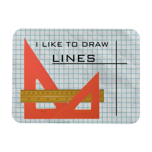 Magnet Flexible J'aime dessiner des lignes Triangles, Échelle, Pap (Horizontal)