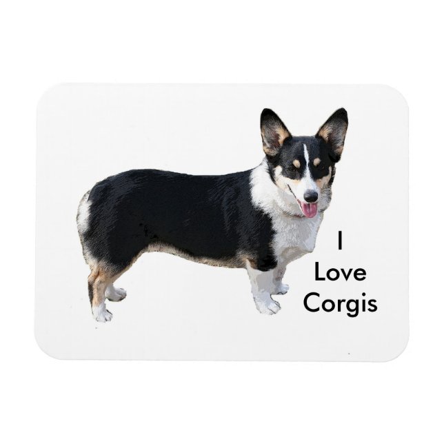 Magnet Flexible J'aime l'aimant corgis (Horizontal)
