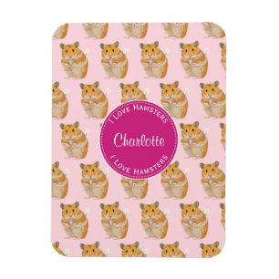 Magnet Flexible J'aime le motif rose de hamster de hamsters