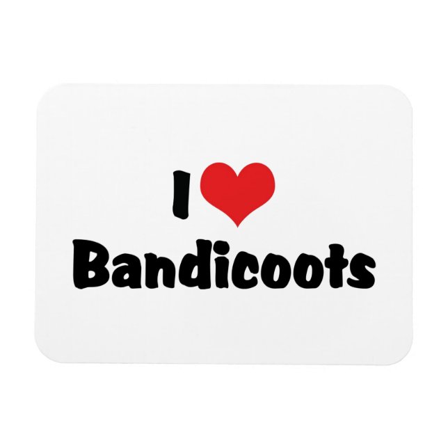 Magnet Flexible J'aime les bandicoots à coeur (Horizontal)