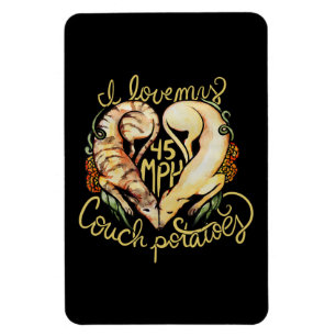 Magnet Flexible J'aime les greyhounds mignon 45 MPH Couch pommes d